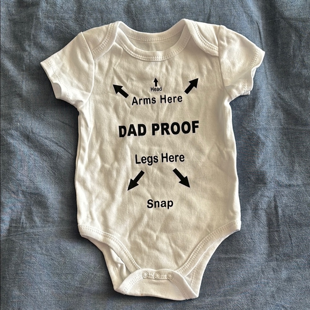 White Dad Proof Baby Onesie Short-Sleeve Bodysuit, 3-6 Months